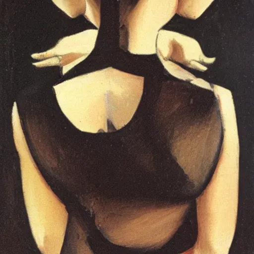 Image similar to Lower back of a beautiful woman, painted by Tamara de Lempicka