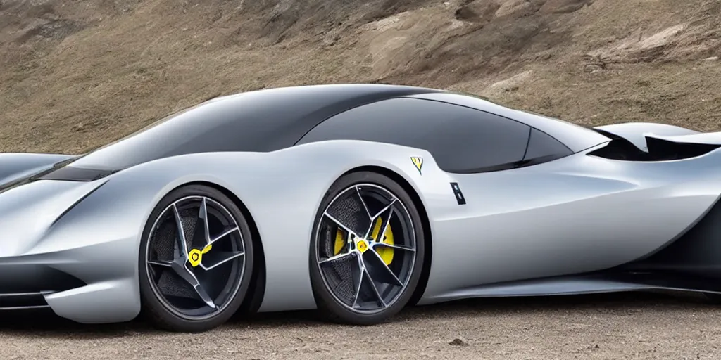 Image similar to a electric sport car designed by ferrari, outdoor magazine, ambient light, fog