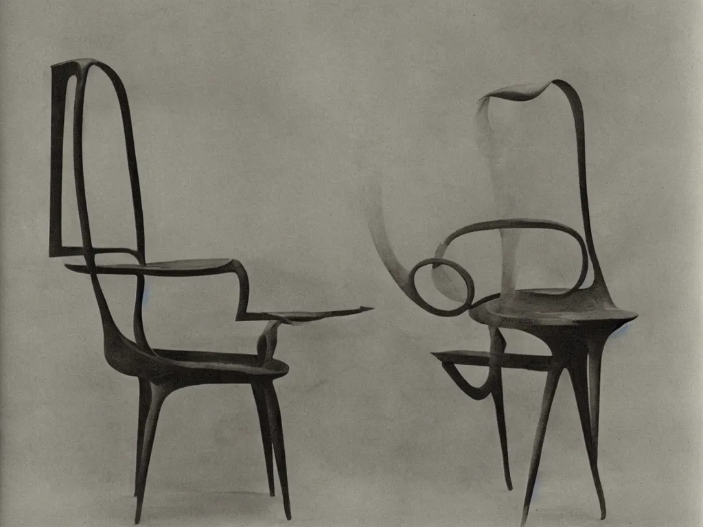 Image similar to luminescent gothic chair with ear. karl blossfeldt, morandi