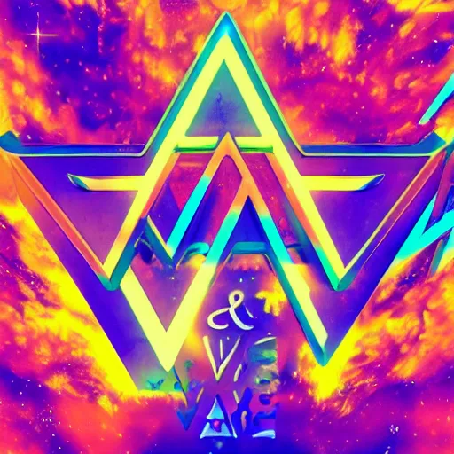 Image similar to a and w vaporwave logo, colorful, digital art, cosmic, 3 d high definition, trending on art station, photorealistic, high resolution, 8 k, octane, hyper detailed, insane details, intricate, elite, ornate, elegant trend, highly detailed and intricate, sharp focus, photography, unreal engine