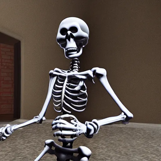 Image similar to A skeleton in the game Super Mario 64, unreal engine, highly detailed, 8k