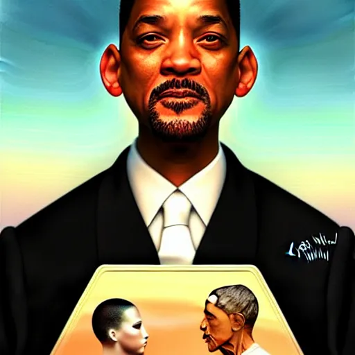 Prompt: will smith by tom bagshaw, slapping barrack obama by tom bagshaw, with a black flip flop, digital art by ilya kuvshinov