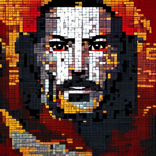 Image similar to mosaic portrait of iron man by Andreas Rocha, 4k, intricate details, dichotomy