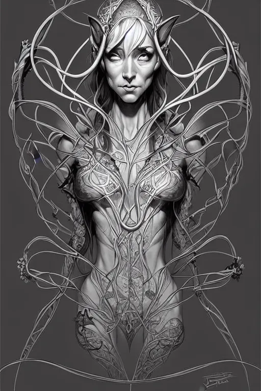 Image similar to digital art, centered elven ,intricate, veins, by James Jean and by artgerm , ultradetailed, charachter design, concept art, trending on artstation,