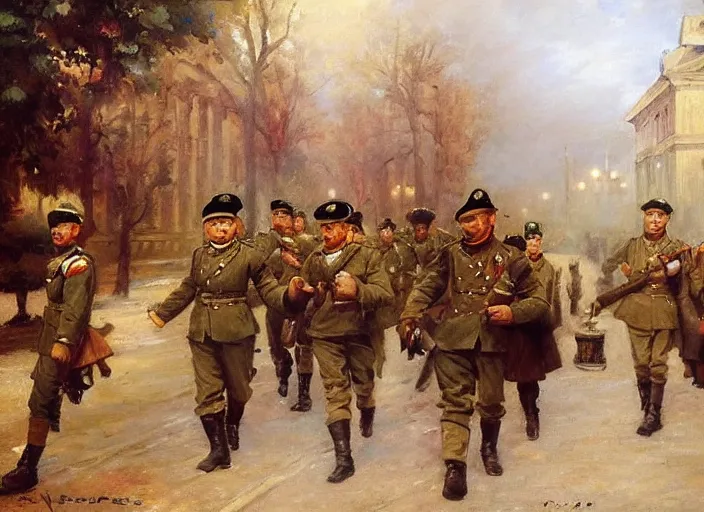 Image similar to nazi soldiers in berlin by vladimir volegov and alexander averin and pierre auguste cot and delphin enjolras