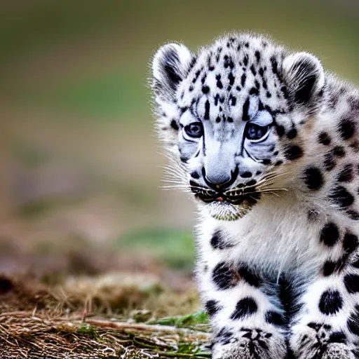 Prompt: “Award-winning nature photograph of a cute snow leopard cub stalking, realistic, Nikon D4, 200.0-400.0 mm f/4.0, cinematic, dramatic lighting, realistic photo”