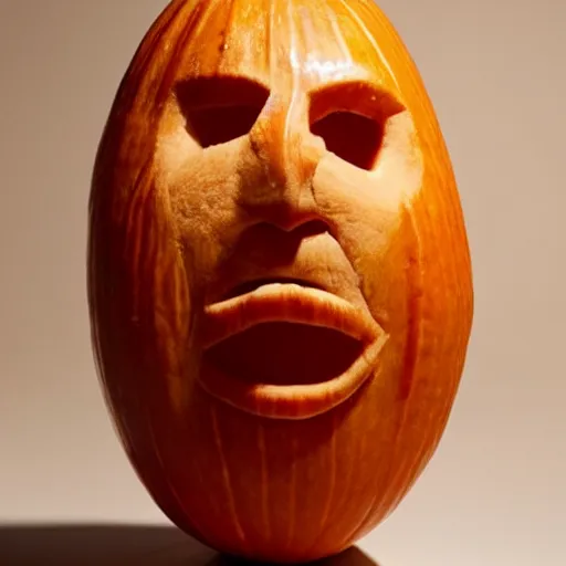 Image similar to gourd carved to look like the face of amber heard