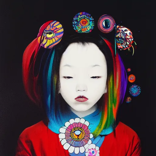 Image similar to a surreal portrait of a girl by takashi murakami, 4 k