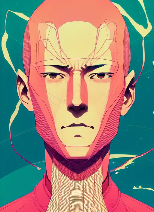 Prompt: portrait of saitama, artstation winner by victo ngai, kilian eng and by jake parker, by conrad roset, swirly vibrant color lines, winning award masterpiece, fantastically gaudy, aesthetic octane render, 8 k hd resolution