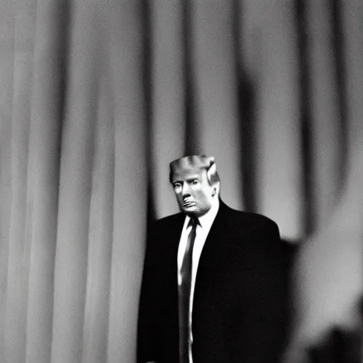 Prompt: 8 mm film still of donald trump, exclusive material