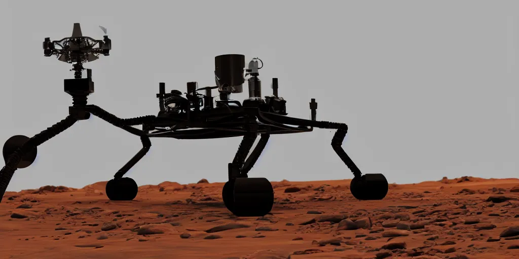 Image similar to photo of cybermorphic robotic drone spider mars exploration industrial design