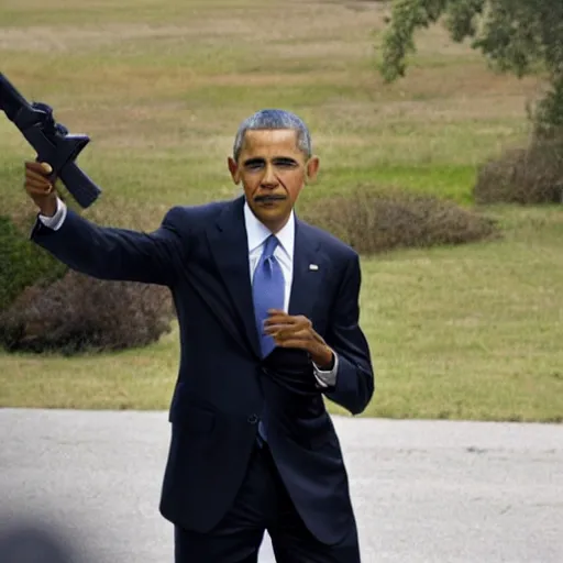 Prompt: obama with a gun