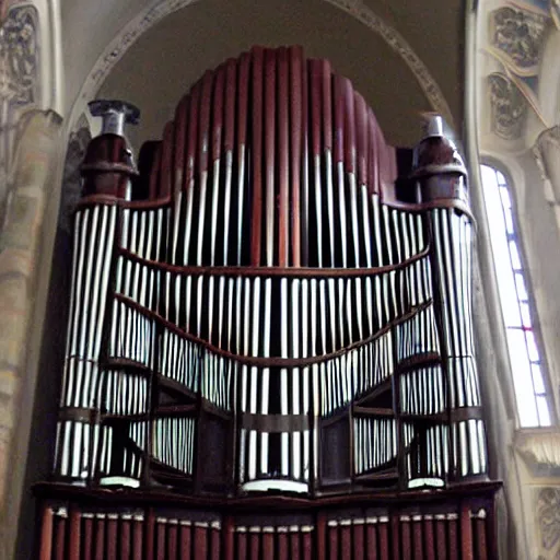 Image similar to pipe organ composed entirely of dark smoke