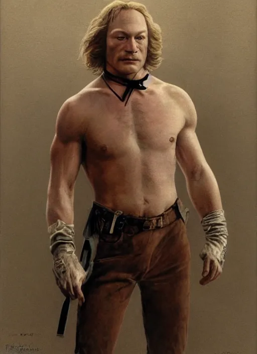 Image similar to Ted Levine as Buffalo Bill in Silence of the Lambs (1991), highly detailed, centered, solid color background, digital painting, artstation, concept art, smooth, sharp focus, illustration, artgerm, donato giancola, Joseph Christian Leyendecker, Les Edwards, Ed Repka, Gil Elvgren, WLOP, Artgerm