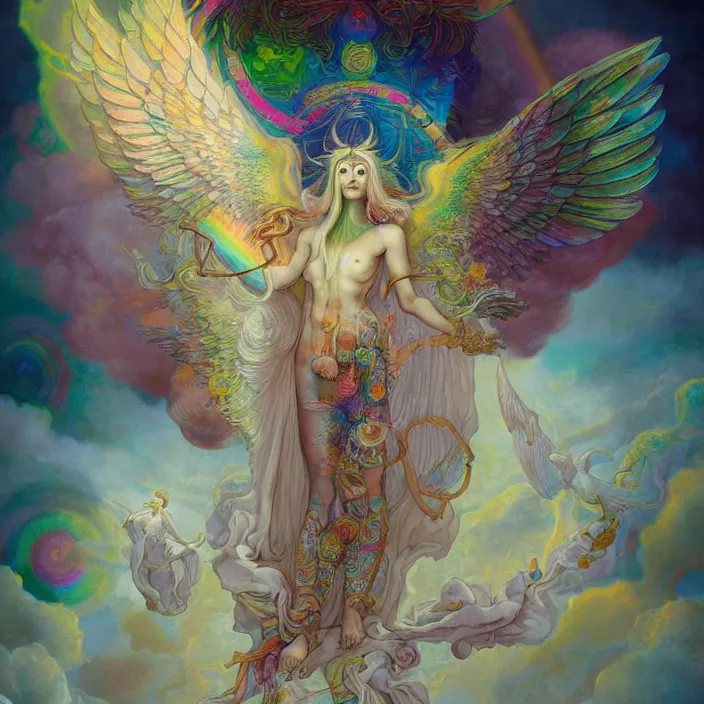 psychedelic angelic celestial being by rembrandt and