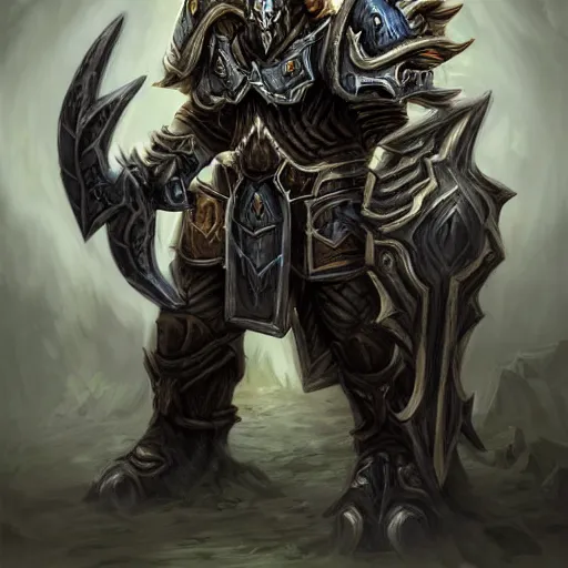 Image similar to fantasy concept art warcraft tauren death knight black armored axe