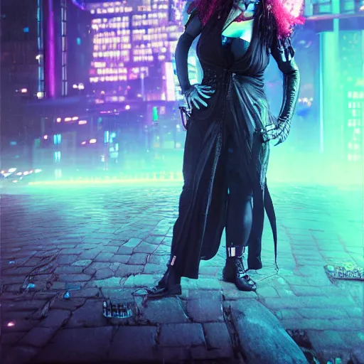 Image similar to cyberpunk witch photograph, realistic, 9 k