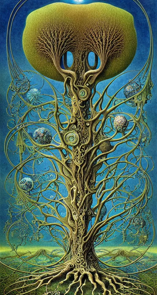 Image similar to tree of life by roger dean and andrew ferez, art forms of nature by ernst haeckel, divine chaos engine, symbolist, visionary, art nouveau, botanical fractal structures, organic, detailed, realistic, surreality