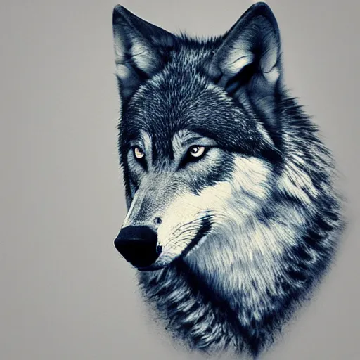 Image similar to a wolf, dark minimalism