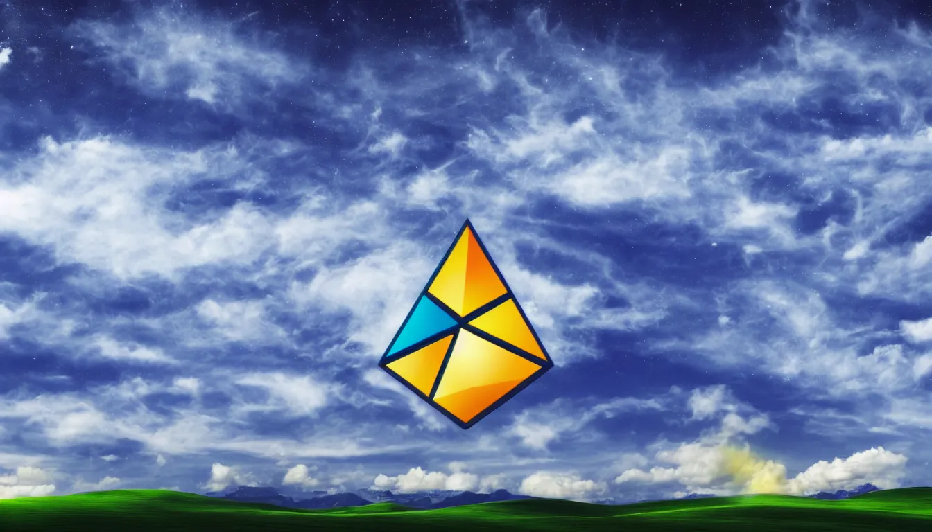 Prompt: Ethereum themed Windows XP desktop wallpaper, cinematic