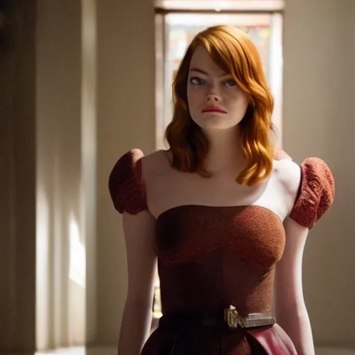 Image similar to emma stone as joanne of arc, cinematic, movie scene, epic