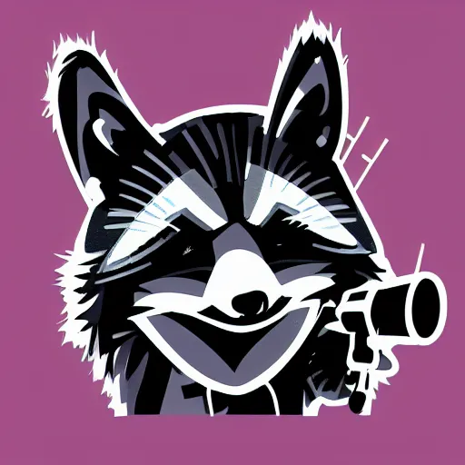 Image similar to logo of a racoon holding a laser gun, digital art , 4K