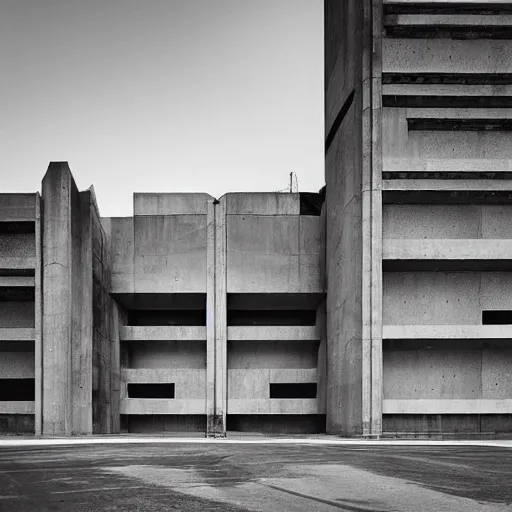 Prompt: a furturistic behemoth brutalist palace built in brutalism architecture, ten by ten kilometers large, diverse unique building geometry full of shapes and corners, photography