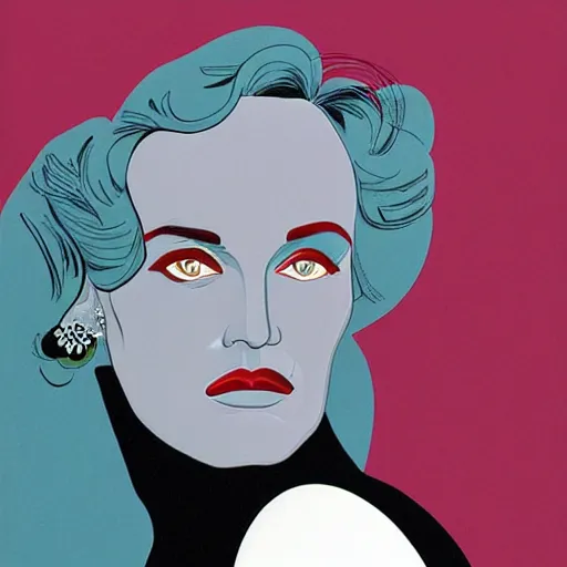 Prompt: portrait of jessica lange by erte and patrick nagel