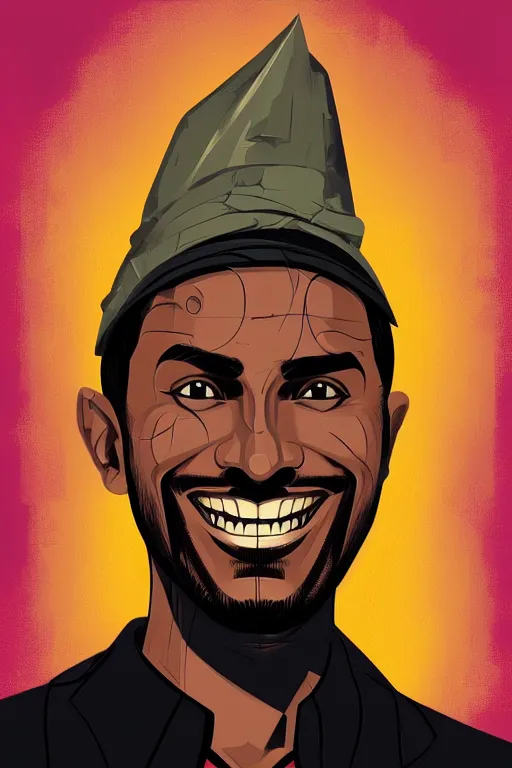 Image similar to umar ibn hafizh smile. pop art, pixel, bioshock art style, dynamic composition, face features, body features, ultra realistic art, digital painting, concept art, smooth, sharp focus, illustration, intricate, without duplication, elegant, confident posse, art by artgerm and richard hamilton and mimmo rottela, kirokaze and paul robertson