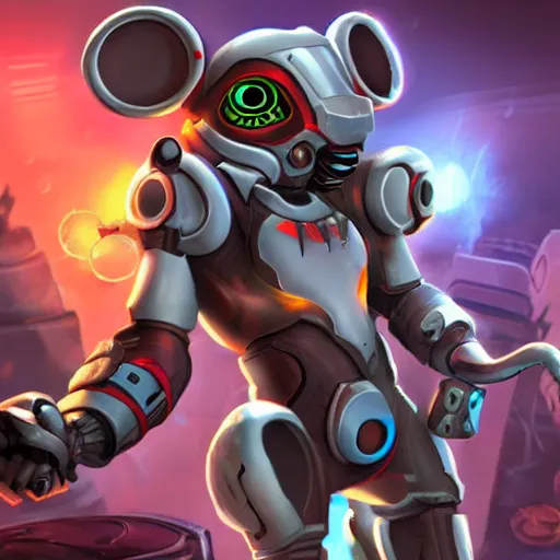 Prompt: cyborg mouse in league of legends style