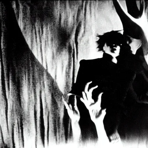 Prompt: cabinet of doctor caligari still shot from film by guy maddin and gustav dore ) )