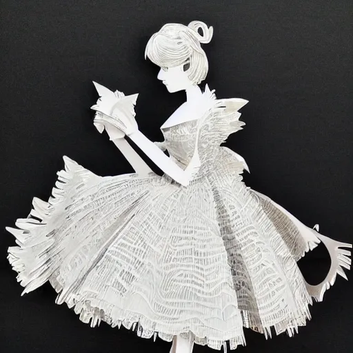 Prompt: cut paper sculpture of cinderella