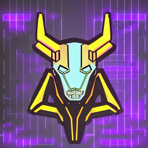 Prompt: stylized cyberpunk minotaur logo