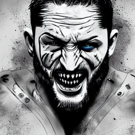 Image similar to Tom Hardy in wolverine suit Digital art 4K quality Photorealism