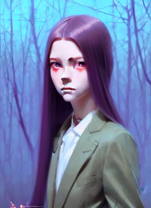 Prompt: hunter schafer | | fine detail!! anime!! realistic shaded lighting!! poster by ilya kuvshinov katsuhiro otomo, magali villeneuve, artgerm, jeremy lipkin and michael garmash and rob rey, enjoy herself