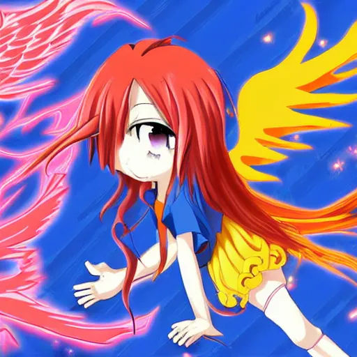 Image similar to anime phoenix, chibi, kawaii, cute