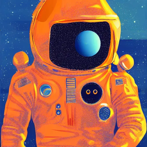 Image similar to An orange scifi spacesuit, digital art