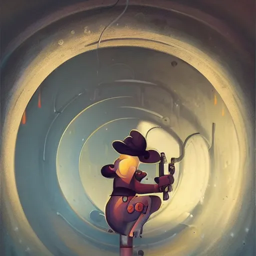 Image similar to beautiful plumber posing in tunnel portrait cinematic by peter mohrbacher