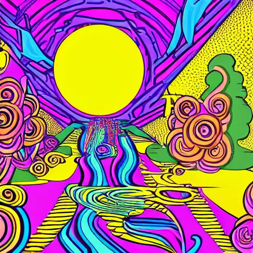 Prompt: 8 0's psychedelic illustrations