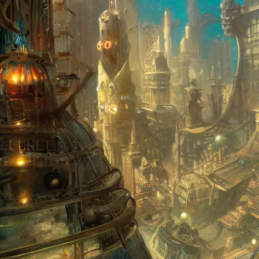 Image similar to underwater city, bioshock, highly detailed painting by gaston bussiere, craig mullins, j. c. leyendecker 8 k