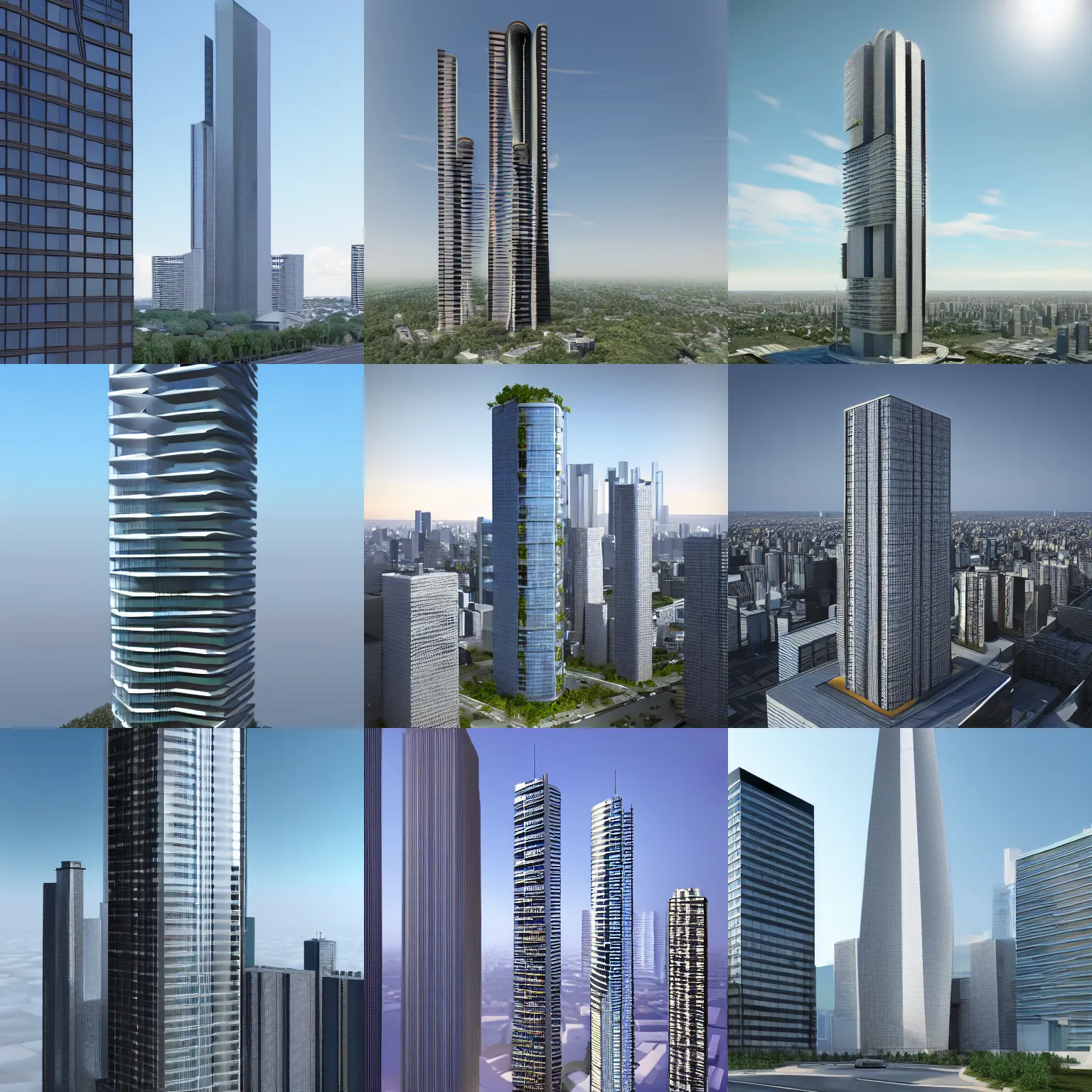 Prompt: modern and sustainable skyscraper, rendered in v - ray