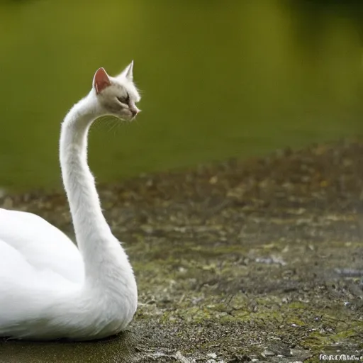 Prompt: cat ( ( swan ) ) hybrid, national geographic