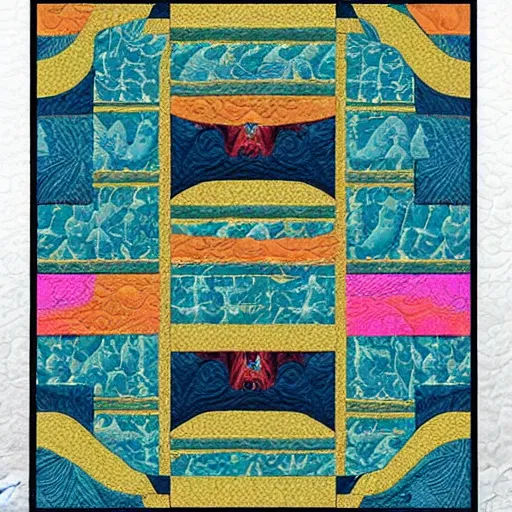 Image similar to Quilt design inspired by Haida Gwaii artl , detailed, product photo,