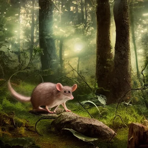 Prompt: maus in forest, by rivuletpaper, by lily seika jones, rivuletpaper art, top cinematic lighting , cinematic mood, very detailed, shot in canon, 8k, high resolution