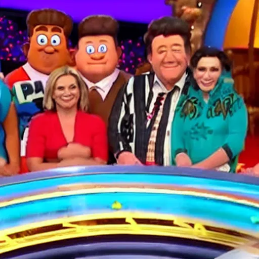 Image similar to one of the contestants on wheel of fortune is Fred Flintstone