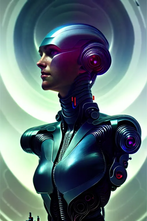 Image similar to ultra realistic, beautiful cyborg woman, sci-fi, fantasy, cyberpunk, intricate, elegant, highly detailed, digital painting, octane render, artstation, concept art, smooth, sharp focus, illustration, art by vincent di fate and michael welan and greg rutkowski and alphonse mucha