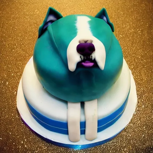 Image similar to pitbull as a cake, hyper realistic cake decoration