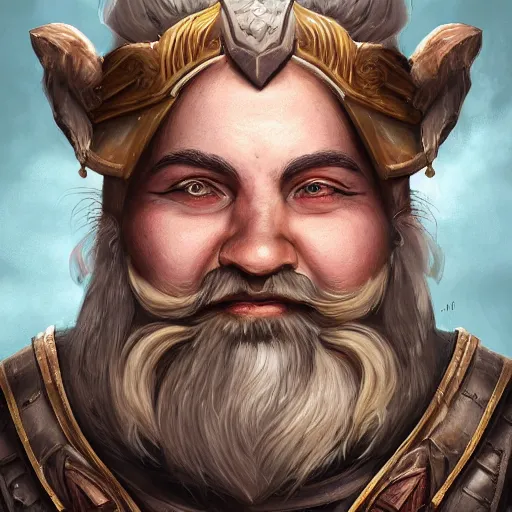 Image similar to portrait, 40 years old :: fantasy dwarf, thin :: beard, brown eyes, short pure white hair :: full plate armor litely golden :: high detail, digital art, RPG, concept art, illustration