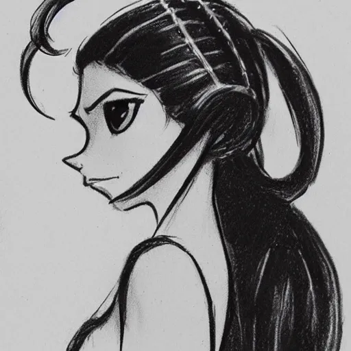 Prompt: milt kahl sketch of victoria justice with tendrils hair style as princess padme from star wars episode 3