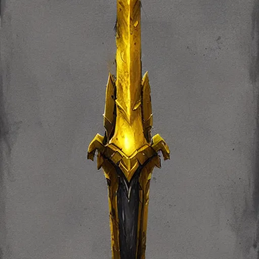 Image similar to yellow battle hammer, war hammer weapon, fantasy game weapon art by greg rutkowski, fantasy rpg style, league of legends item